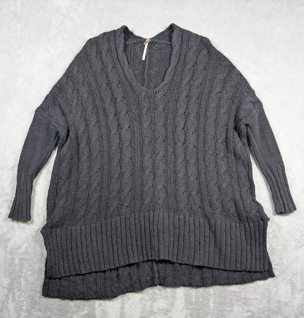 Free People Sweater Womens Small Black Oversized Knit Loungewear Cozy